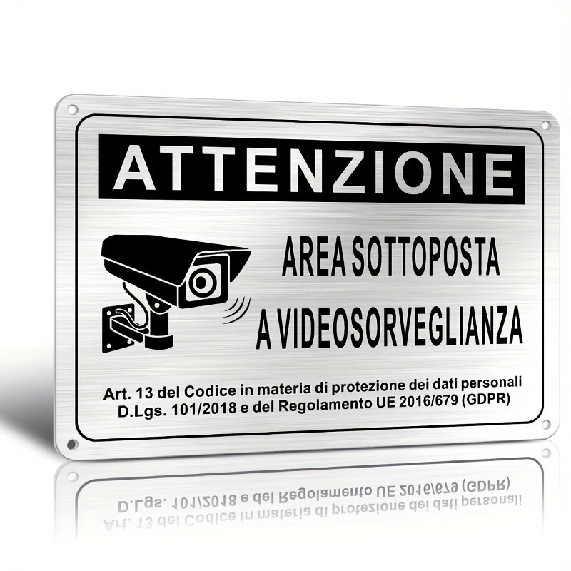 Home Security With Camera - Sinal de Segurança Italiano 20X30cm –