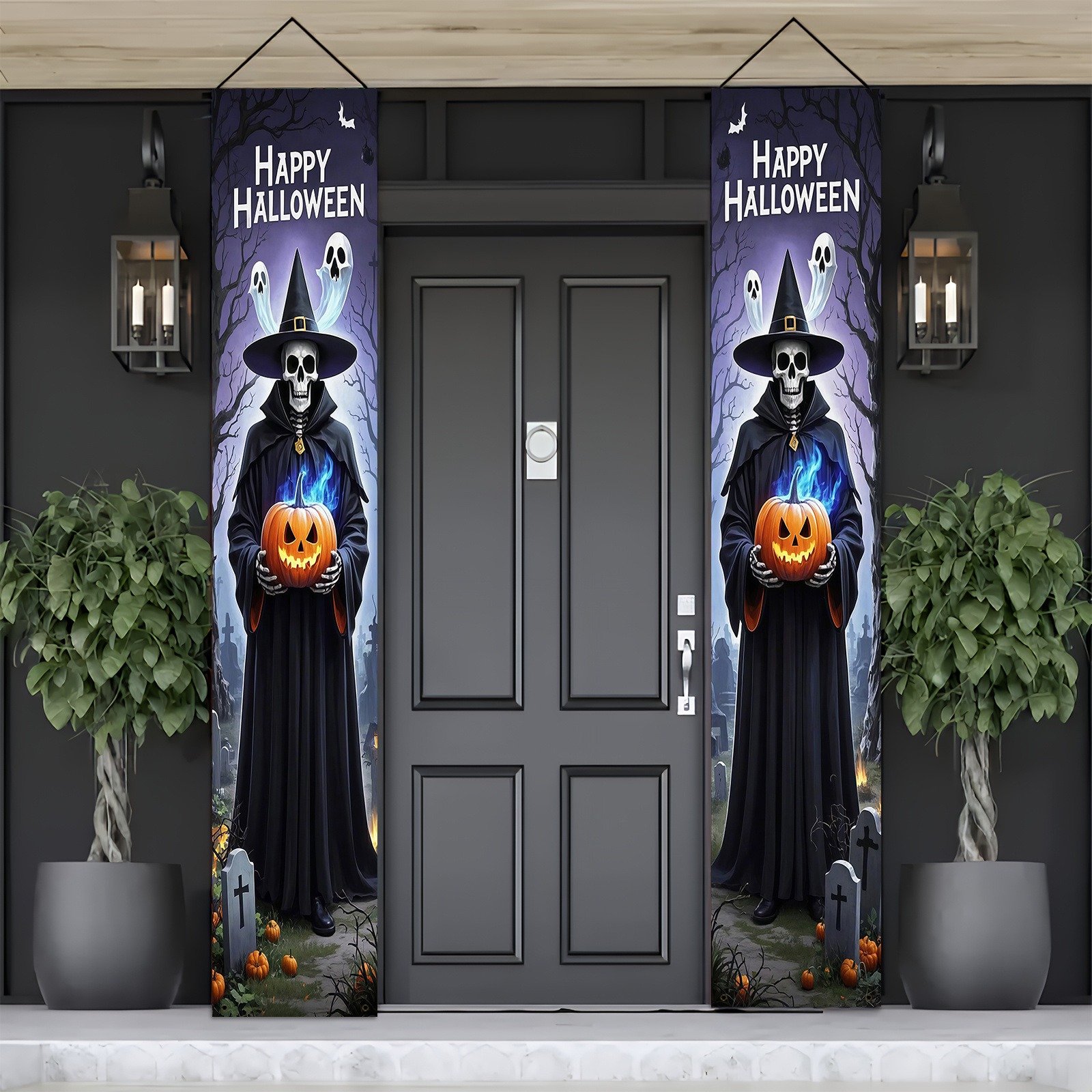 Home Security Yard Sign - Conjunto de Faixas de Halloween para