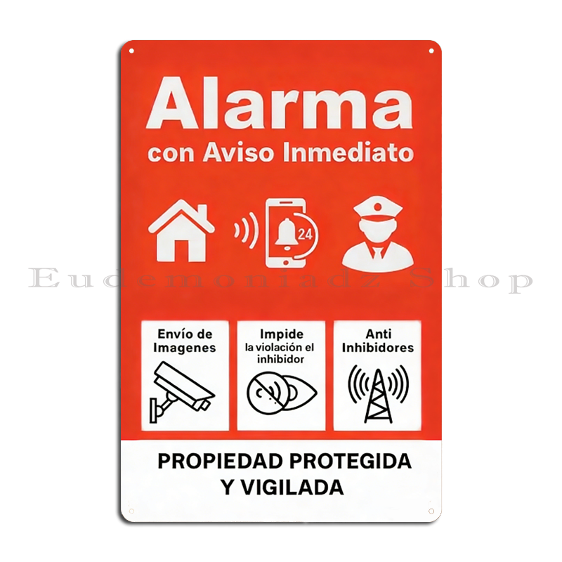 Placa de Metal Retrô com Siste - Home Security System avaliação e preço