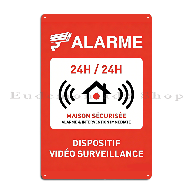 Placa de Metal Retrô com Siste - Home Security System avaliação e preço