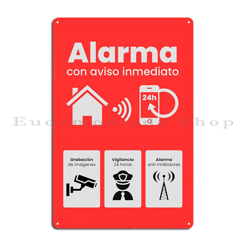 Placa de Metal Retrô com Siste - Home Security System avaliação e preço